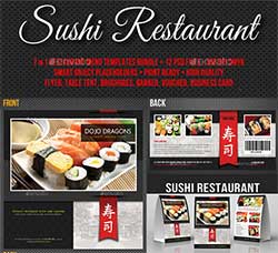 折页/传单/易拉宝/食谱/菜单模板(寿司食品)：Sushi Restaurant Menu Pack